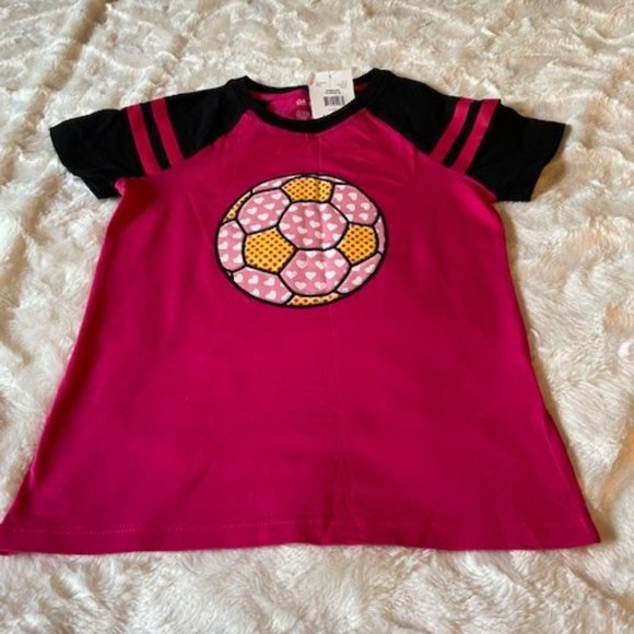 2/$35 Danskin  Now Pink Short-Sleeve Soccer T-shirt Girls Size L  10/12 NWT - Picture 1 of 12